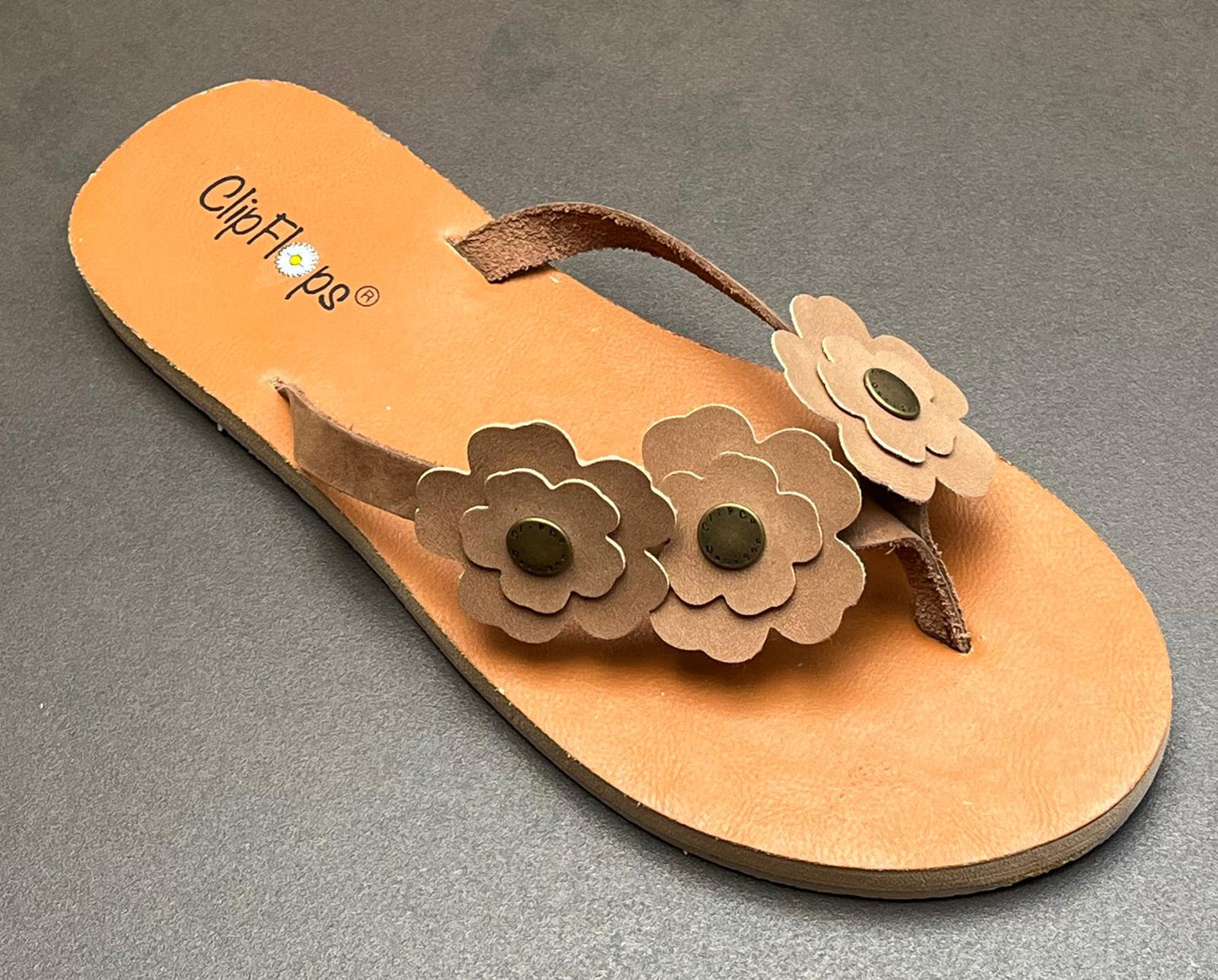 Sandstone Bloom Vegan Leather ClipFlops