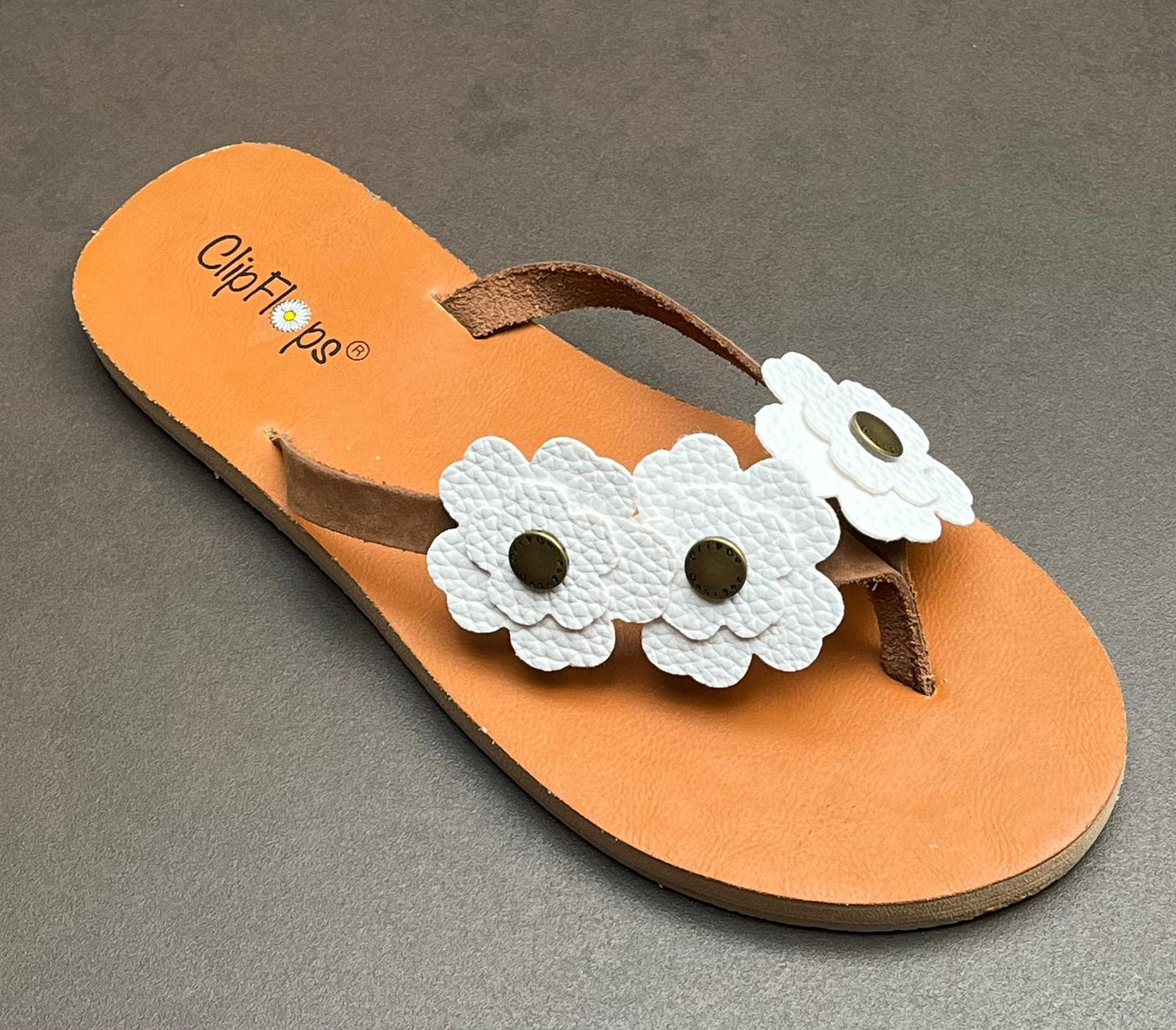 Snow Blossom Vegan Leather ClipFlops