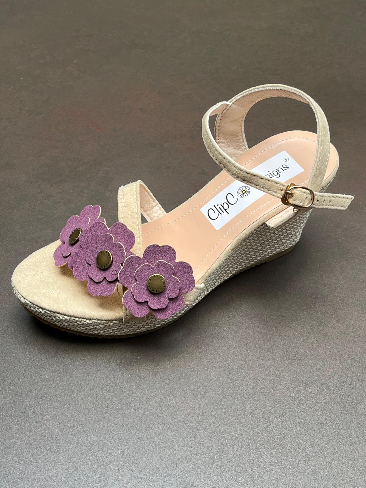 Berry Bloom Vegan Leather Wedges