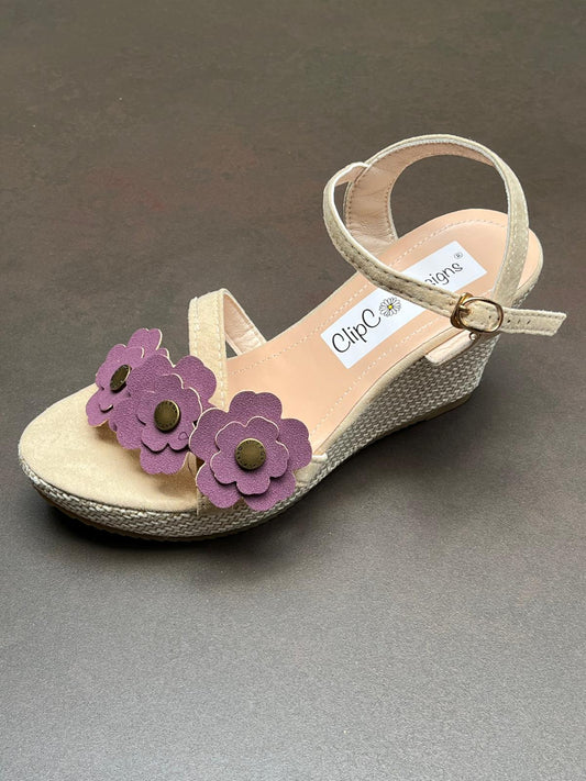 Berry Bloom Vegan Leather Wedges