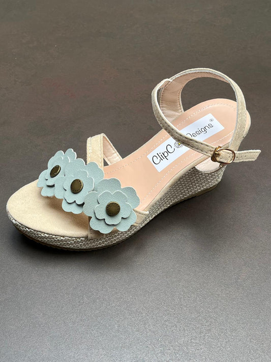Sky Blossom Vegan Leather Wedges