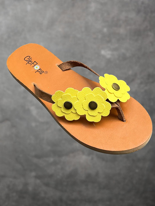 Sunshine Bloom Vegan Leather ClipFlops