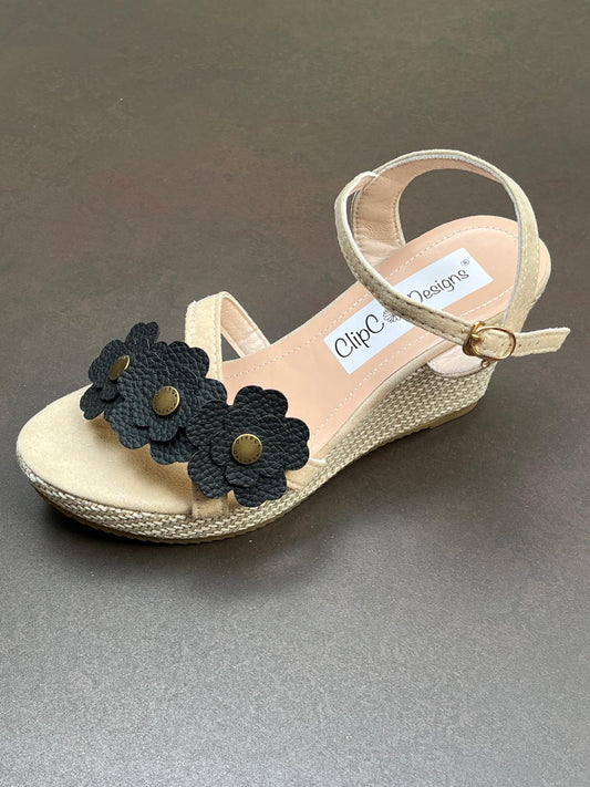 Midnight Pebble Vegan Leather Wedges