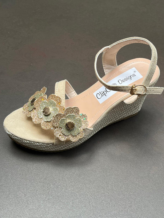 Rose Gold Vegan Leather Wedges