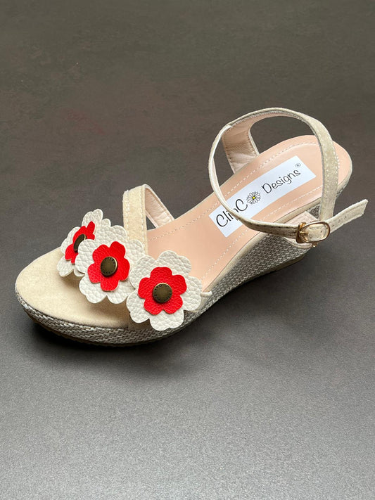 Red Daisy Vegan Leather Wedges