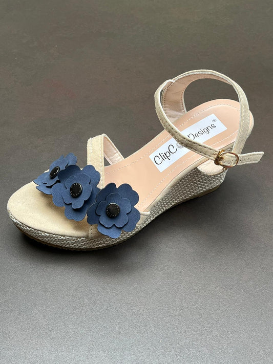 Midnight Bloom Vegan Leather Wedges
