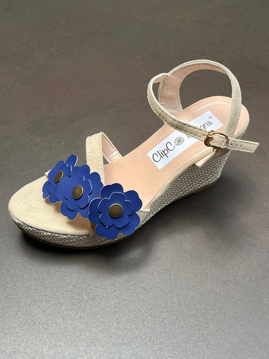 Midnight Bloom Vegan Leather Wedges