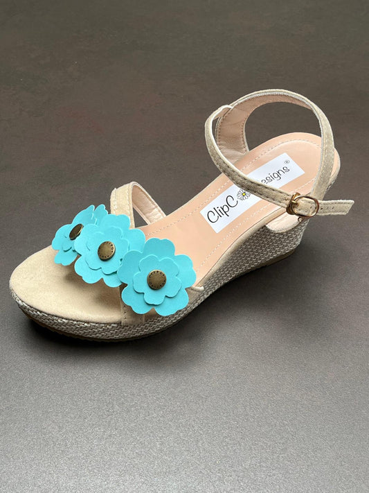 Sky Blossom Vegan Leather Wedges