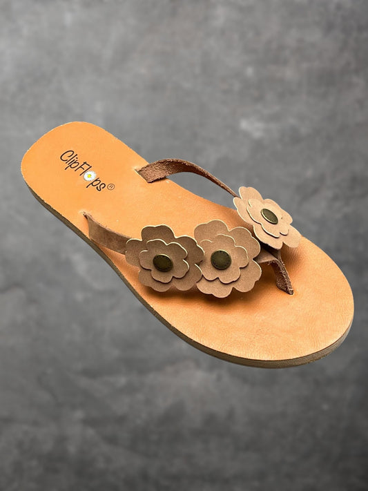 Sandstone Bloom Vegan Leather ClipFlops