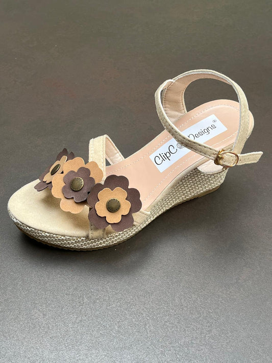 Toffee Petal Vegan Leather Wedges