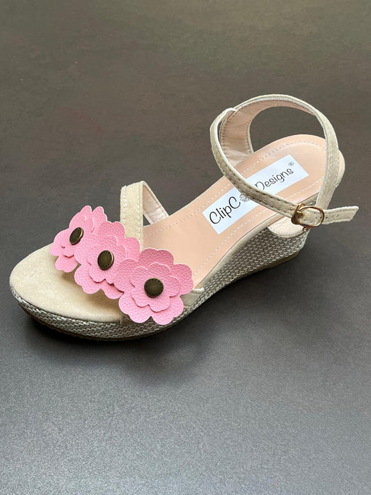 Petal Pink Vegan Leather Wedges